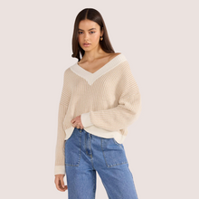 Load image into Gallery viewer, Megan V- Neck Sweater - Beige