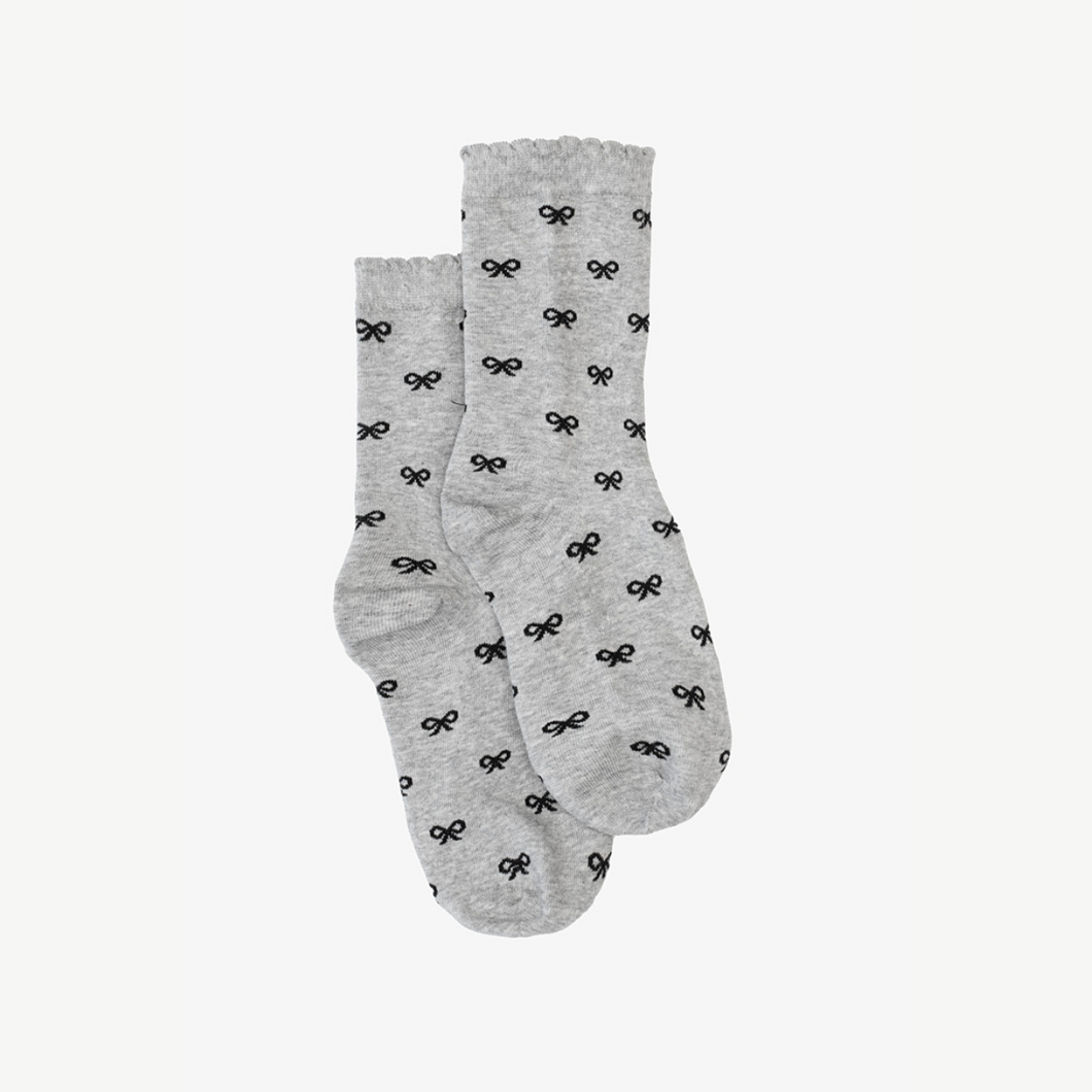 Bows Sock - Grey & Black