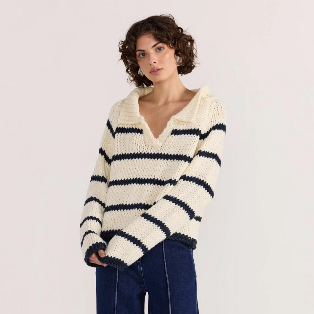 Frankie Stripe Jumper - Cream/Navy