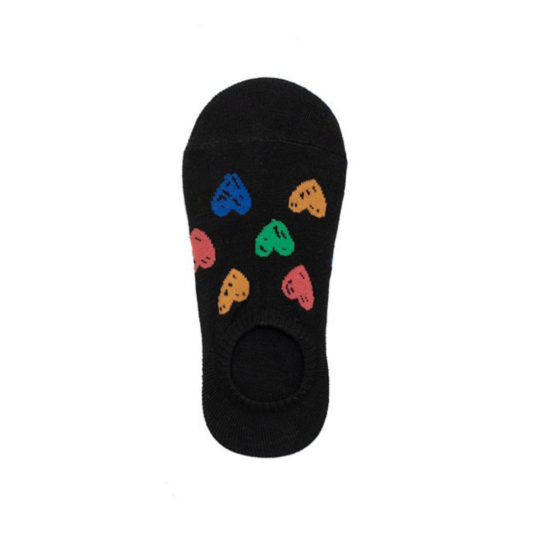 No Show Sock - Hearts Black