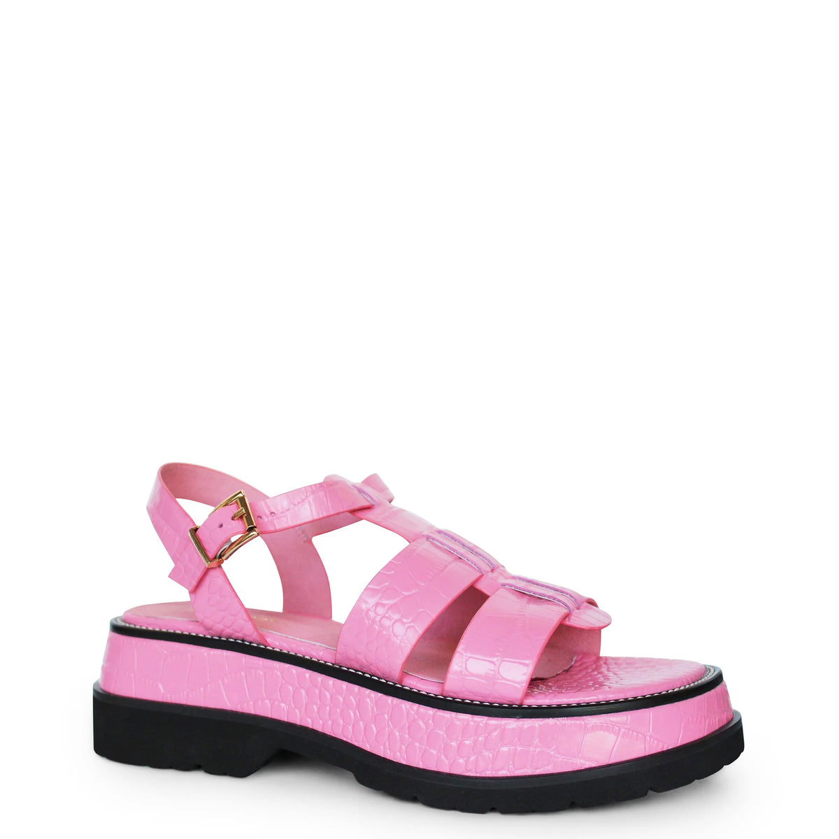 Kendall - Dolly Pink Croc – Buckle & Bow