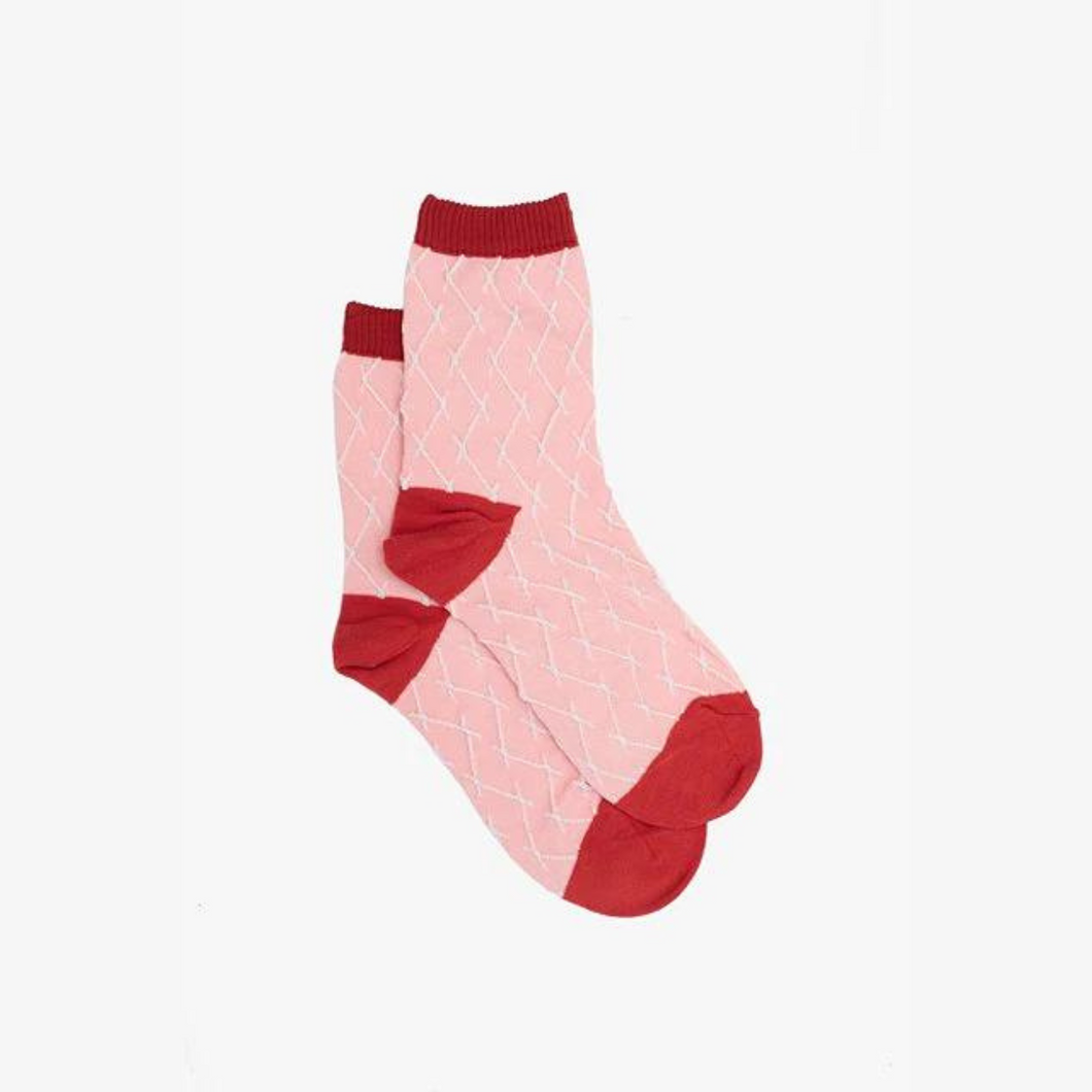 Grid Sock - Pink & Red