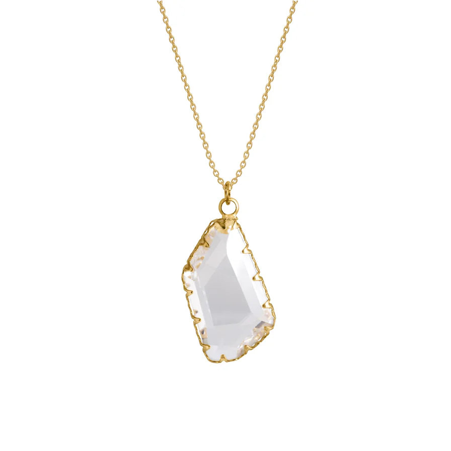 Clear Drop Necklace - Gold