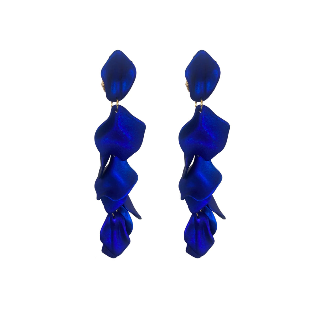 Metallic Electric Blue Drop - Earrings
