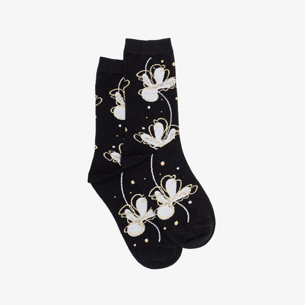 Gold Lurex Flower Sock