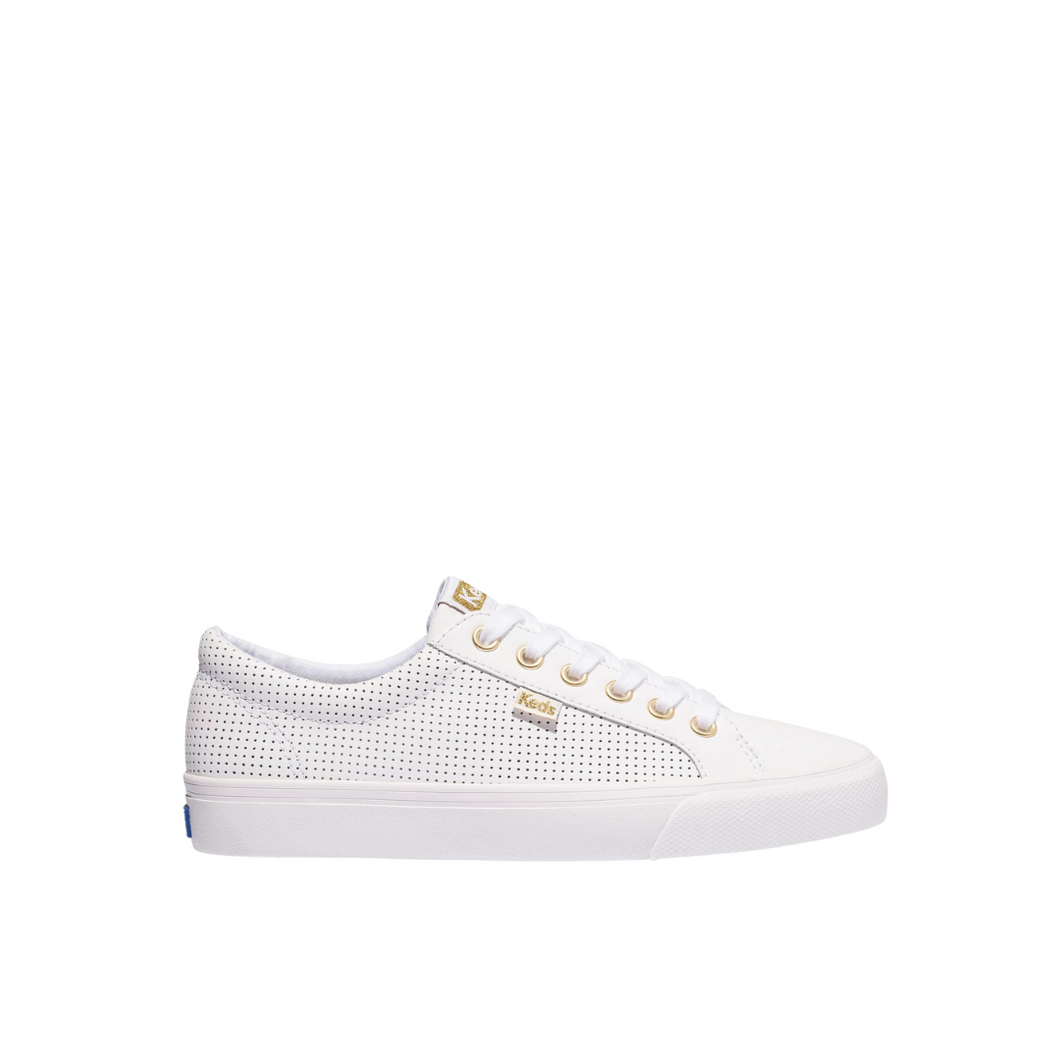 Jump Kick Perforated Leather - White/Gold