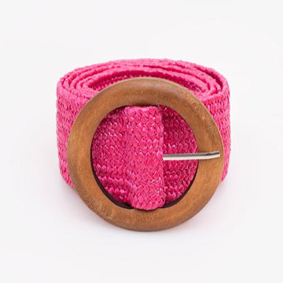 Rattan Stretch Belt - Pink