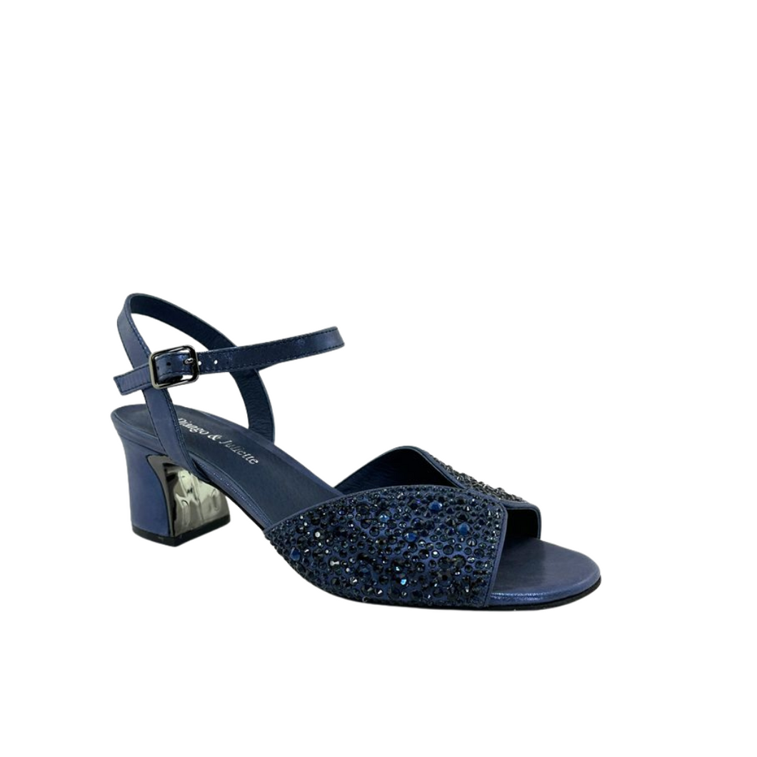 Juba - Navy Shimmer Leather Jewels